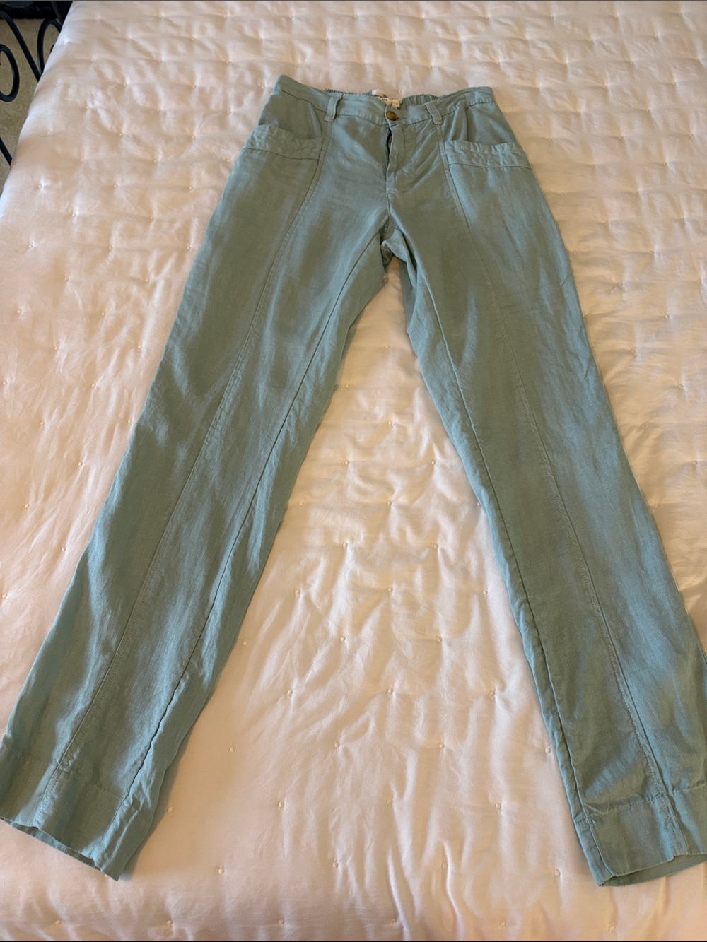 Nicole Miller Aqua Blue Straight-Leg Trousers